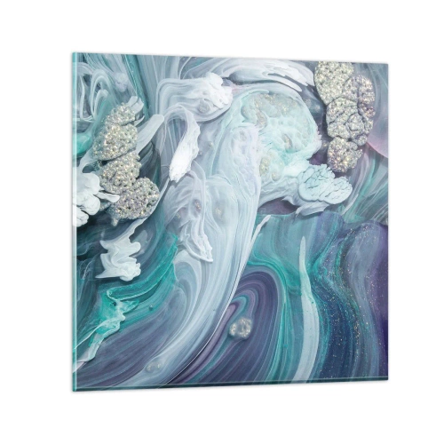 Billede på glas - Strømme af blå - 50x50 cm