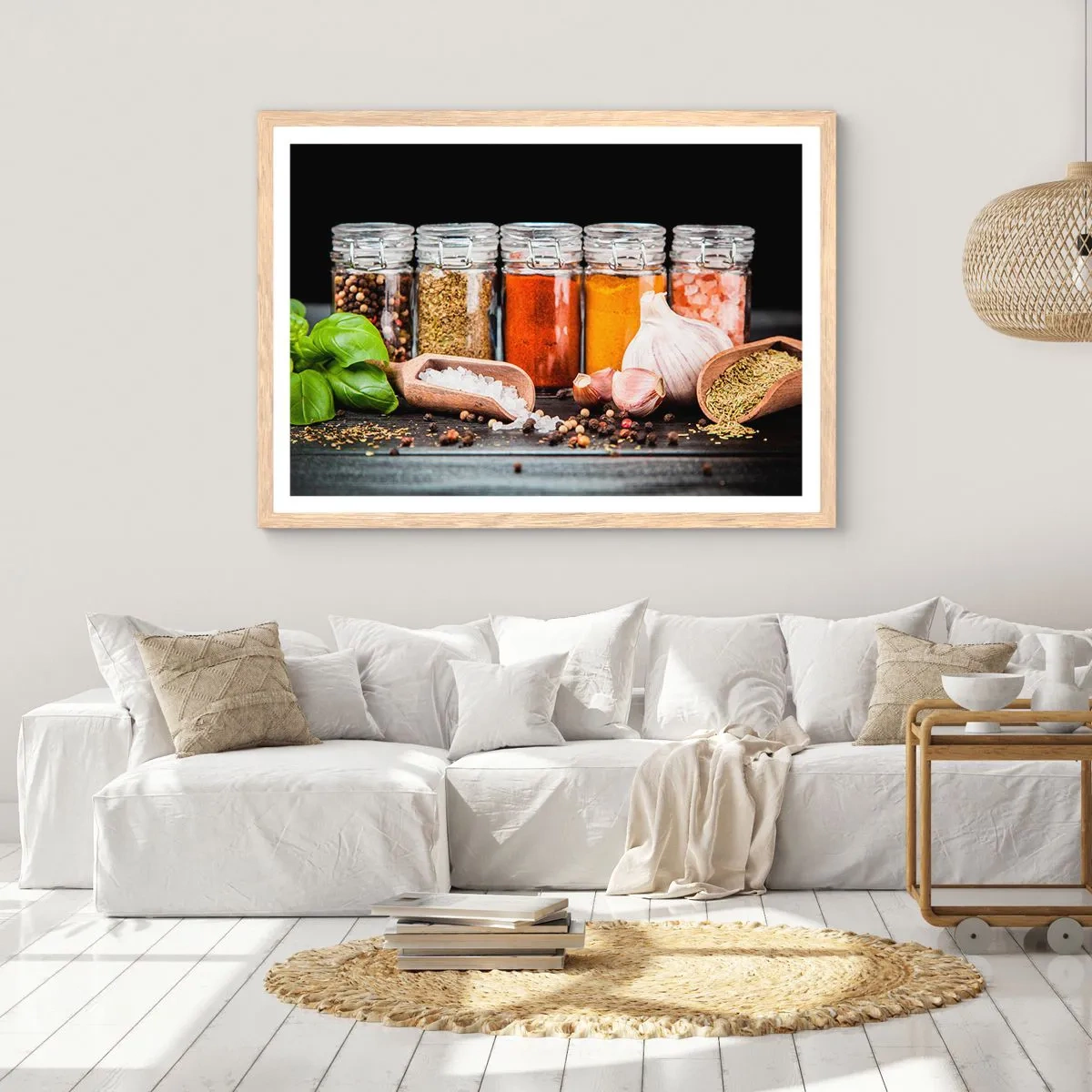 Plakat i ramme af lyst egetræ - For at livet kan smages - 50x40 cm