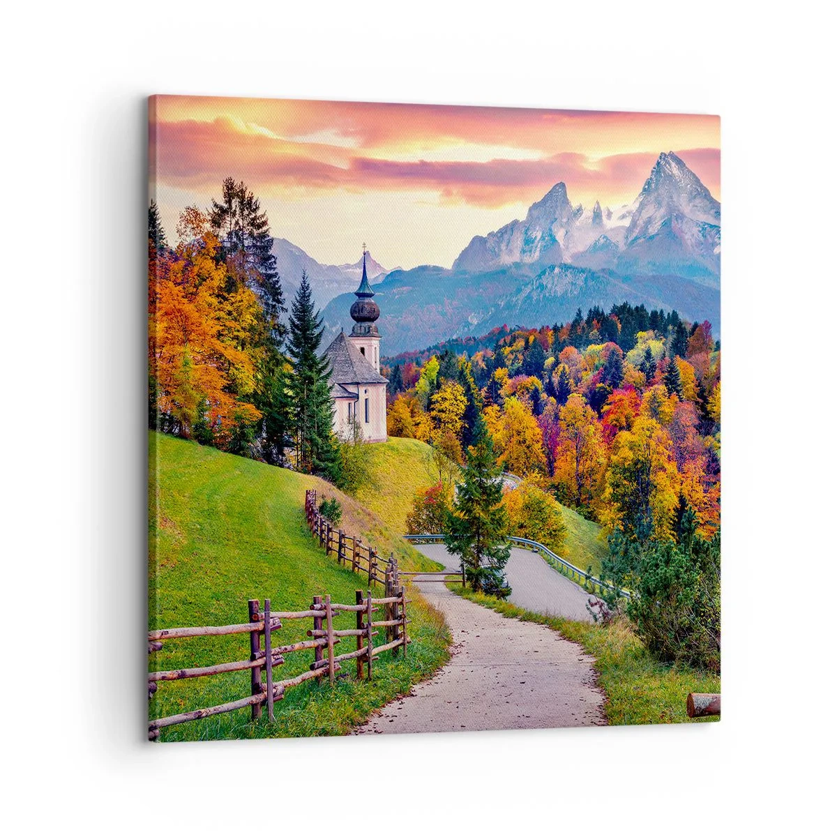 Lærredstryk - Billede på lærred - Landskab som maleri - 60x60 cm