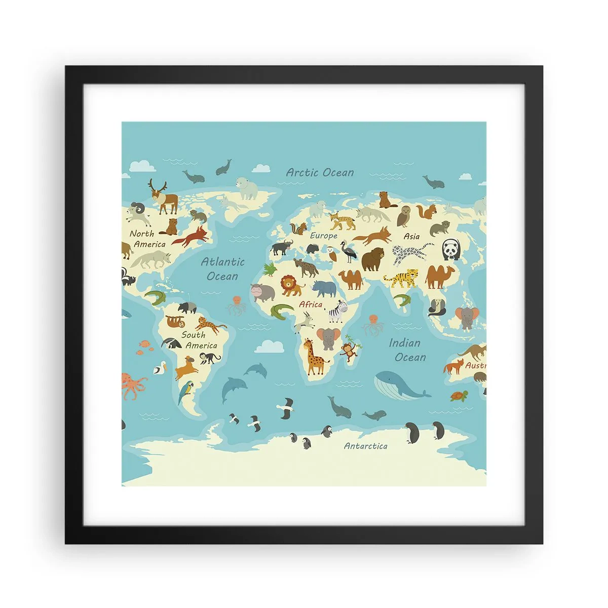 Plakat i sort ramme - Gode naboer - 40x40 cm