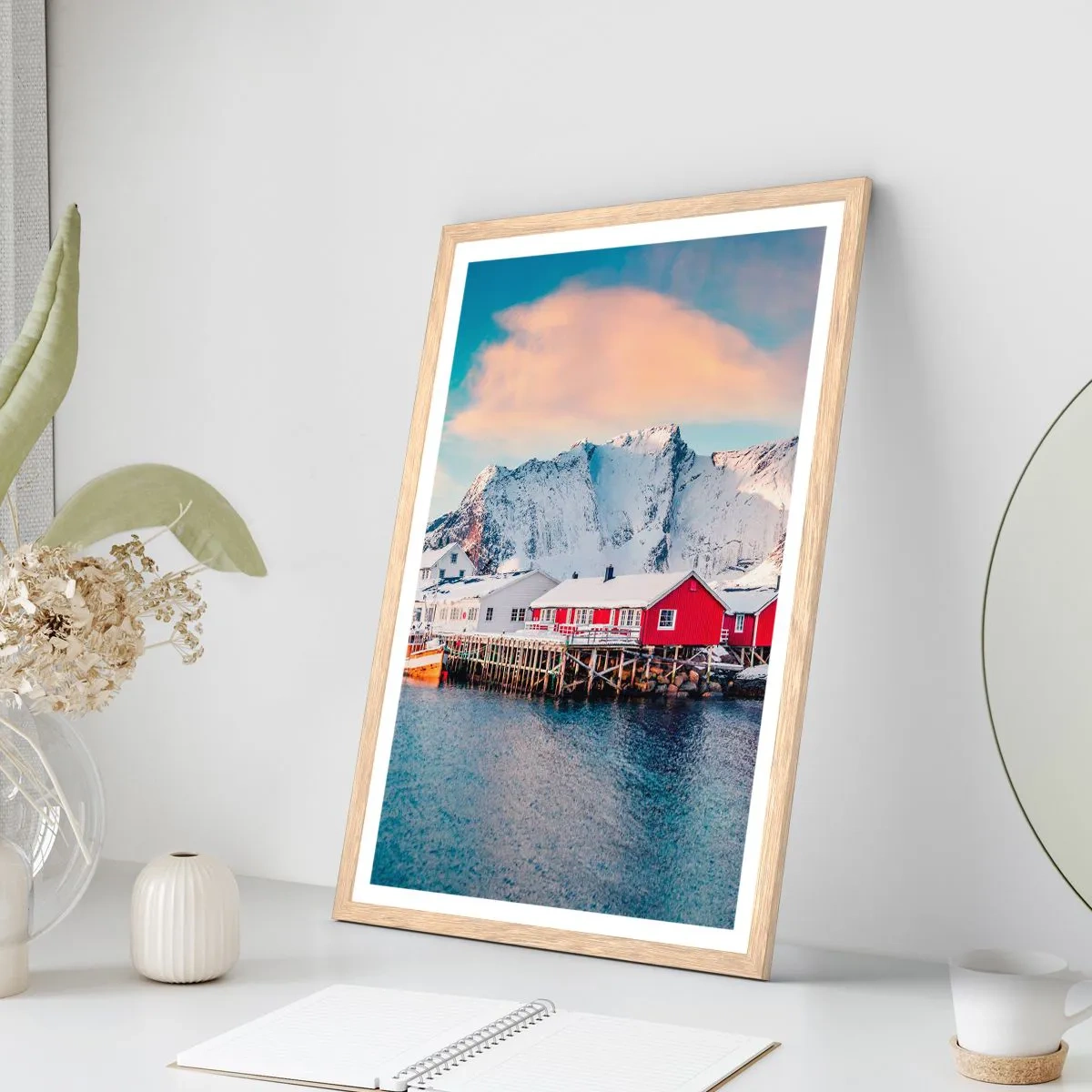 Plakat i ramme af lyst egetræ - Nordlig tilbagetrækning - 50x70 cm