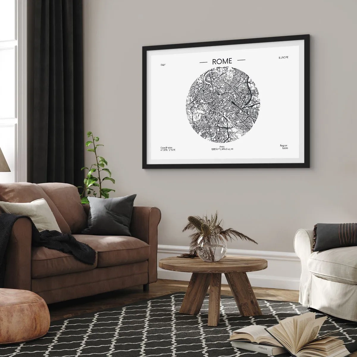 Plakat i sort ramme - Anatomi af Rom - 100x70 cm