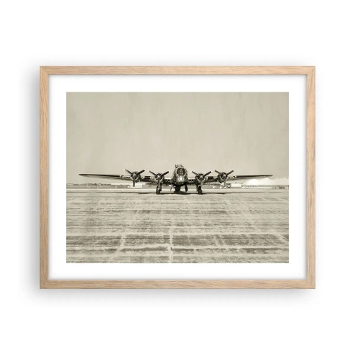 Plakat i ramme af lyst egetræ - Som altid klar - 50x40 cm