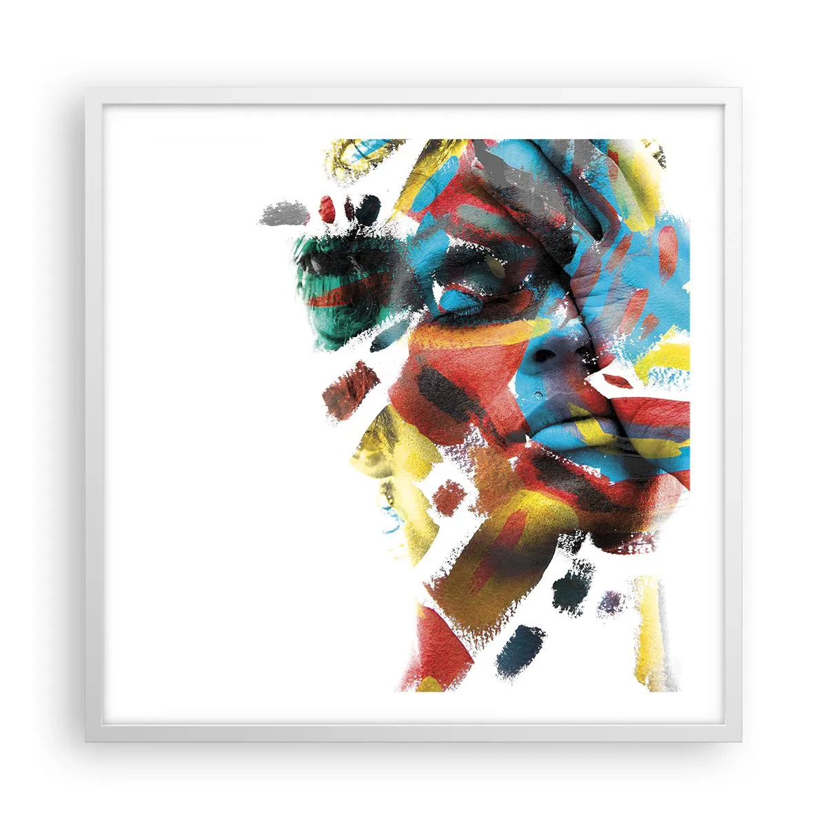 Plakat i hvid ramme - Farverig personlighed - 60x60 cm