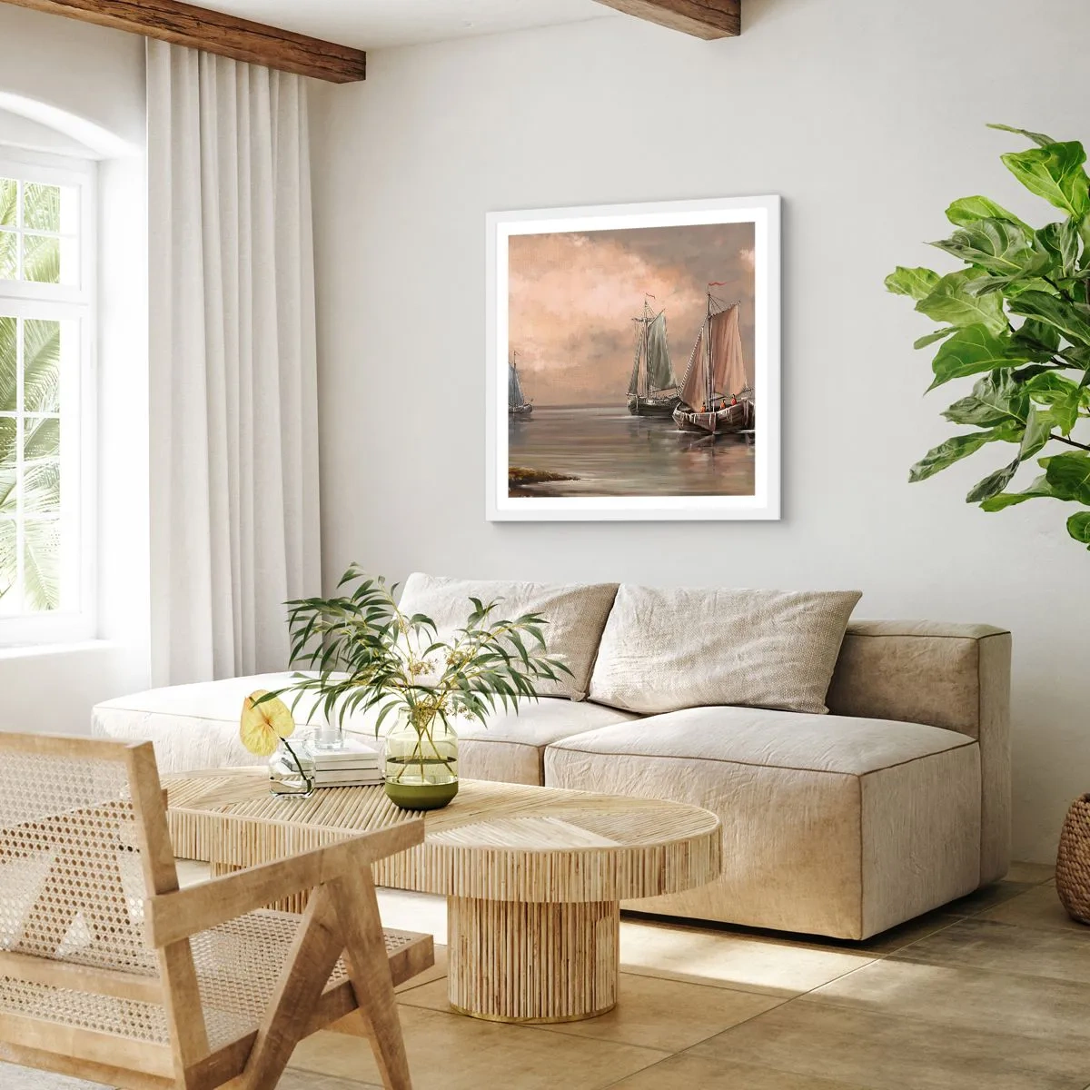 Plakat i hvid ramme - Sømændenes tilbagevenden - 50x50 cm