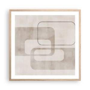 Plakat i ramme af lyst egetræ - Geometrisk fuga - 60x60 cm