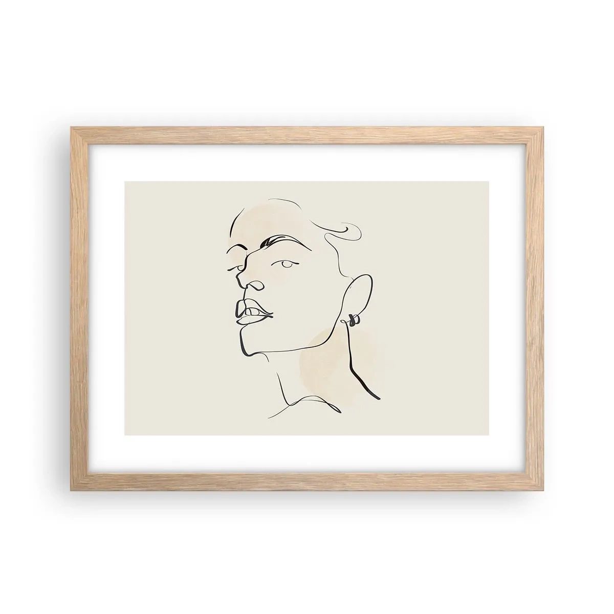 Plakat i ramme af lyst egetræ - Et stolt blik - 40x30 cm