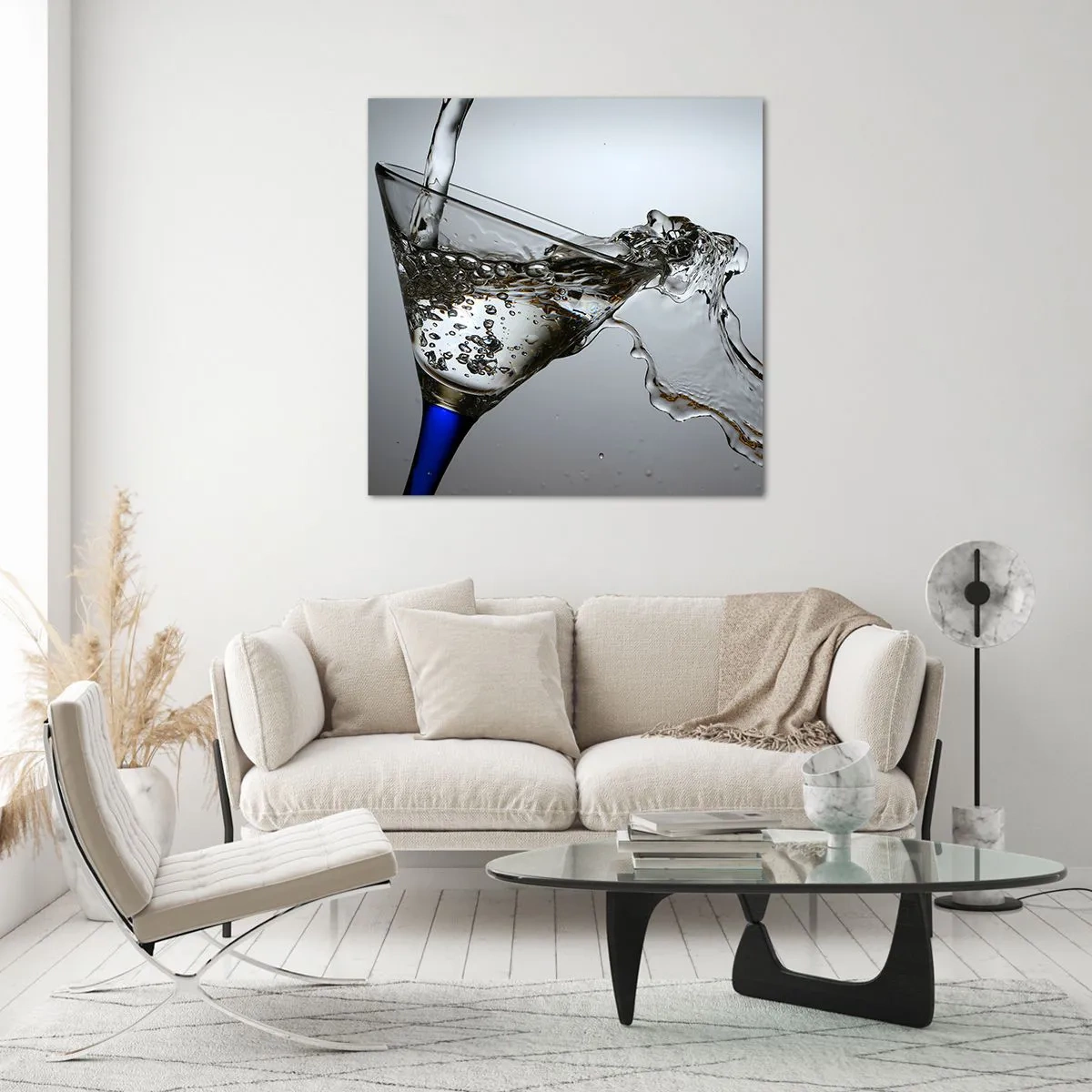 Billede på glas - Krystalvand i krystalglas - 70x70 cm