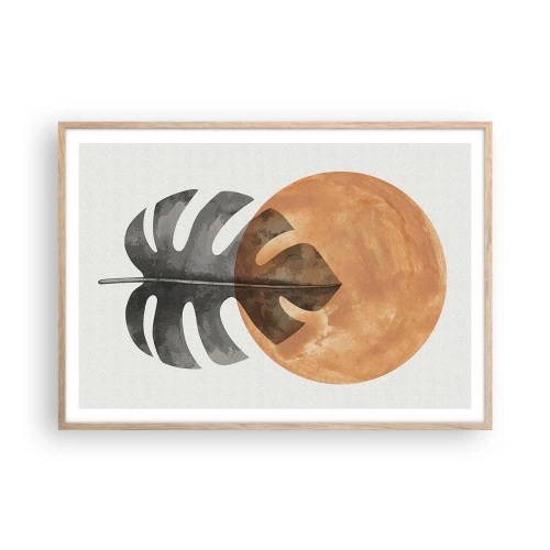 Plakat i ramme af lyst egetræ - Altid solen - 100x70 cm