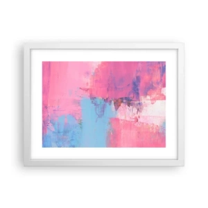 Plakat i hvid ramme - Lyserød, blå og en knivspids lys - 40x30 cm