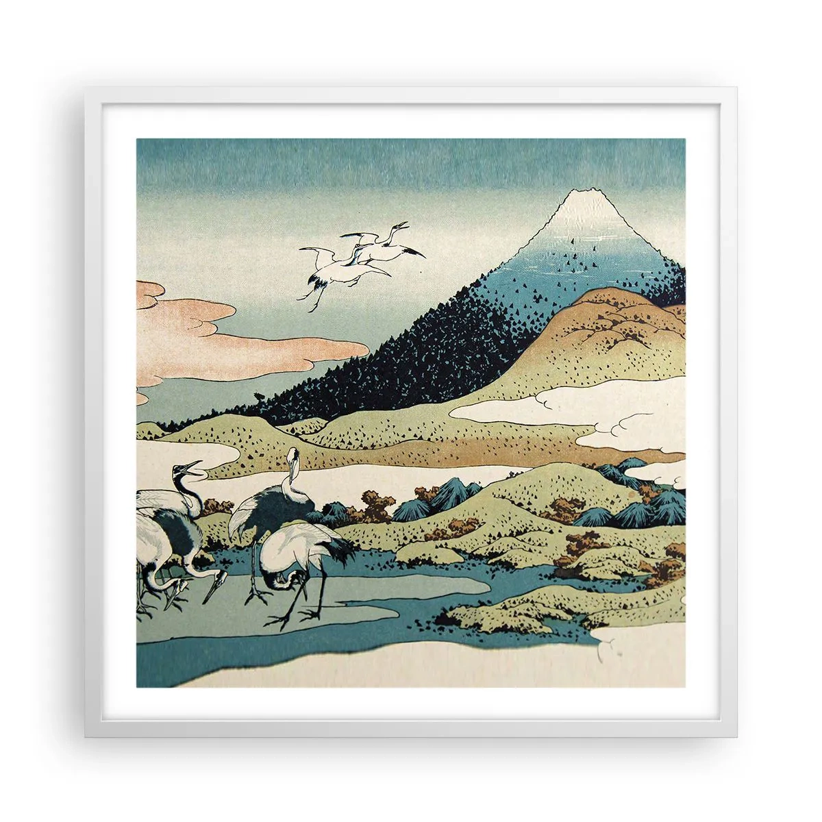 Plakat i hvid ramme - I japansk ånd - 60x60 cm