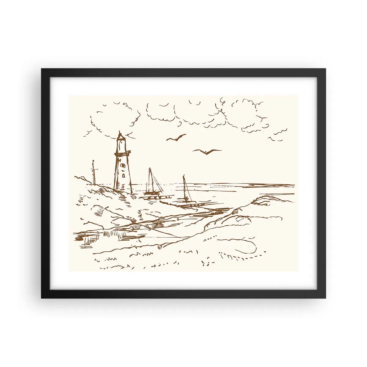 Plakat i sort ramme - Oversigt over sommerminder - 50x40 cm