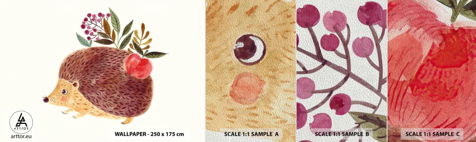 Prøve Fototapet Premium Sand - Og du kan allerede lide mig - Pindsvin, For børn, Børneværelse - 100x30 cm