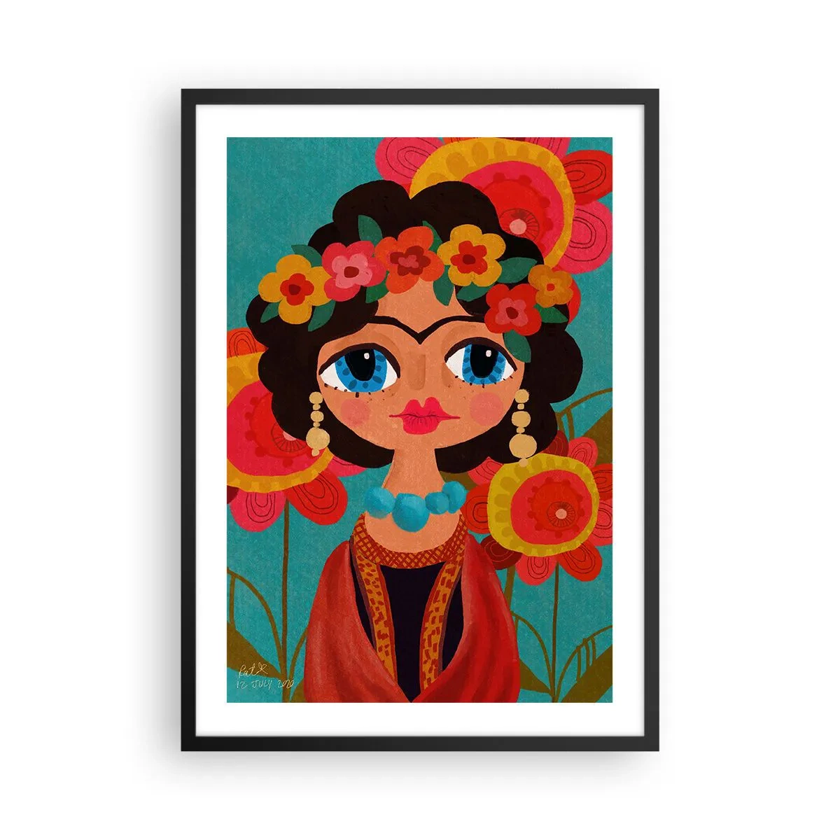 Plakat i sort ramme - Valmuens jomfru - 50x70 cm