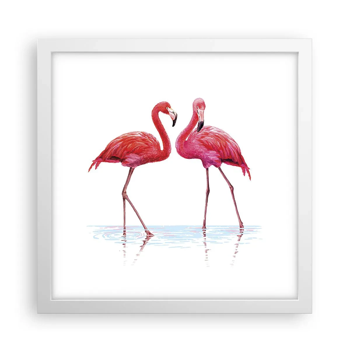 Plakat i hvid ramme - Lyserødt randez-vous - 30x30 cm