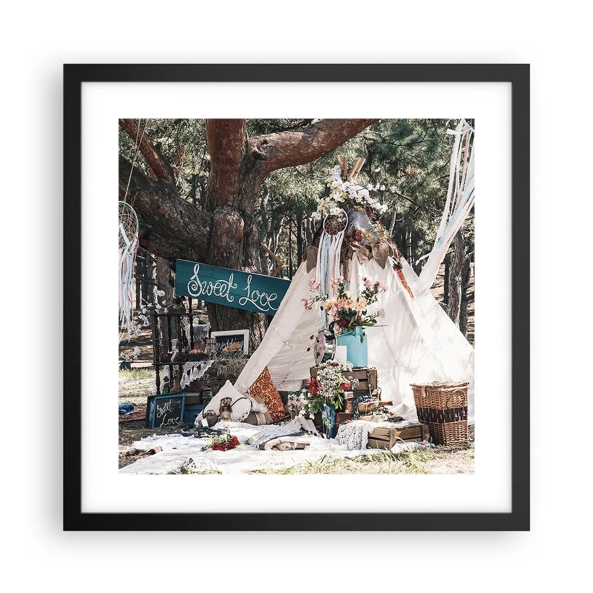 Plakat i sort ramme - Make love… - 40x40 cm