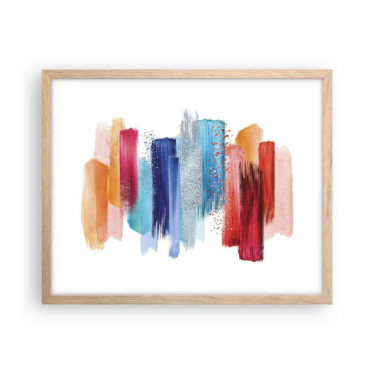 Plakat i ramme af lyst egetræ - Op og ned - 50x40 cm