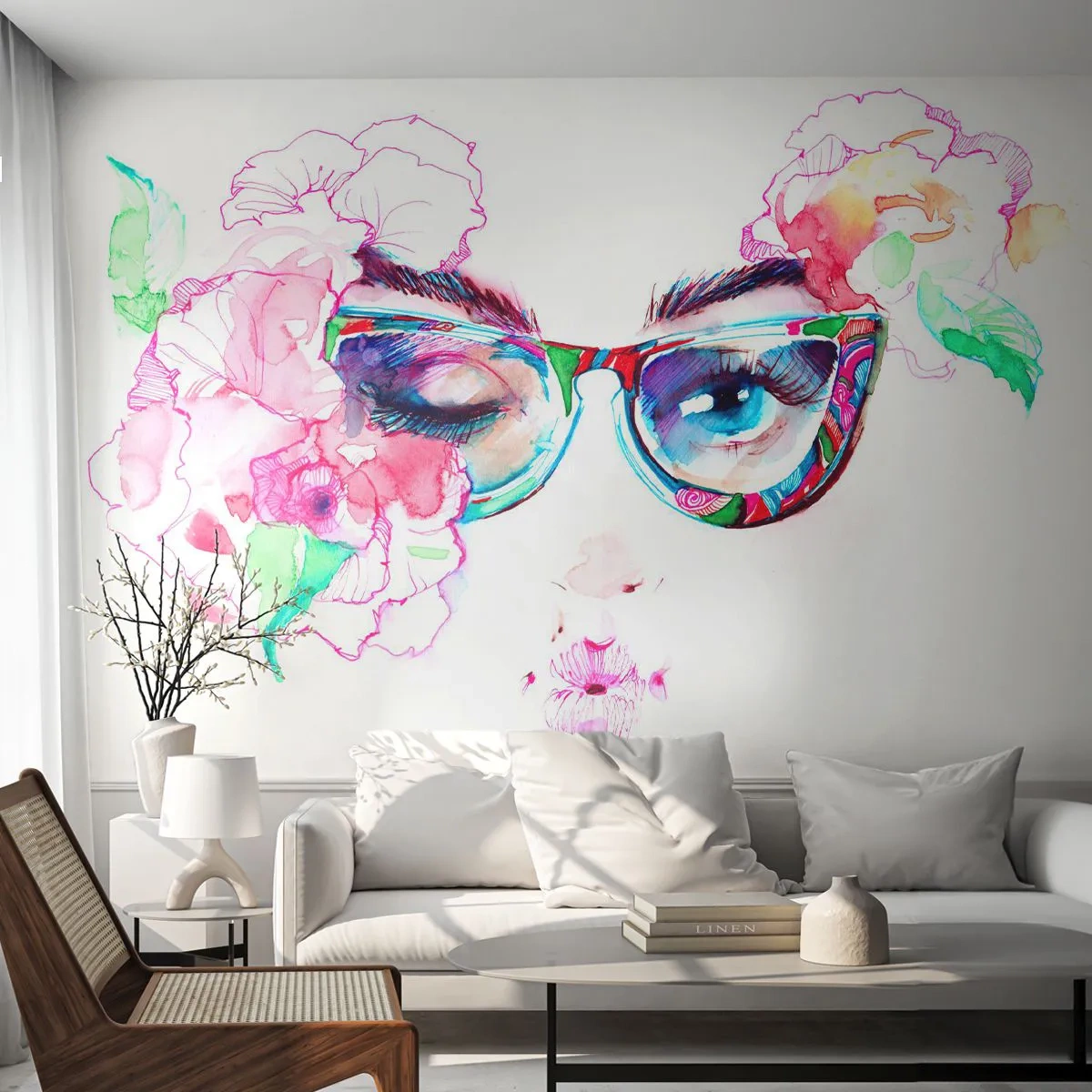 Fototapet Premium Canvas - Et fristende løfte - Abstraktion, Kvindens øjne, Briller - 100x70 cm