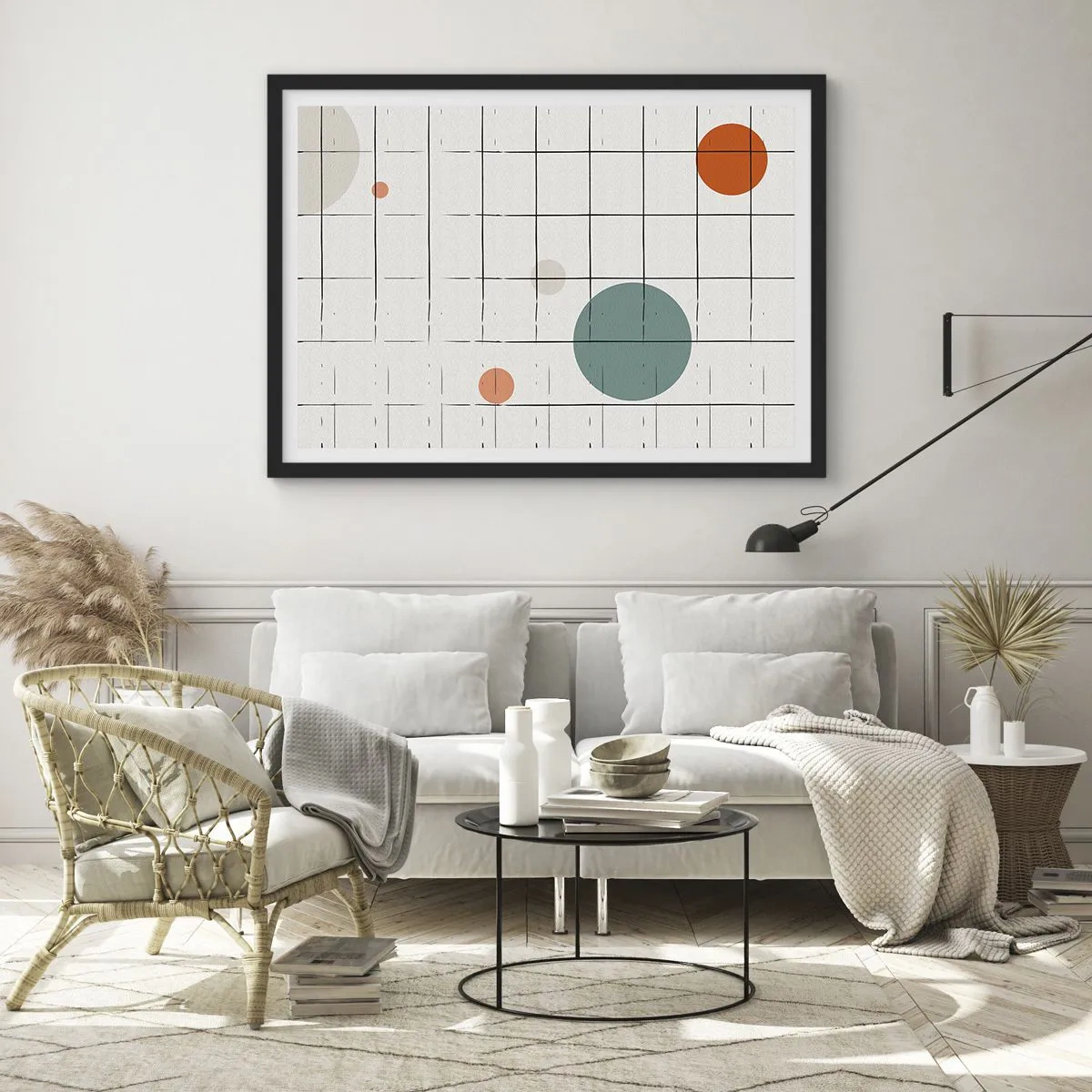 Plakat i sort ramme - Fanget i en fælde. Os eller dem? - 70x50 cm