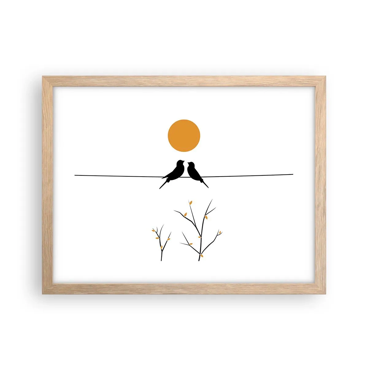 Plakat i ramme af lyst egetræ - Nattergal - 40x30 cm