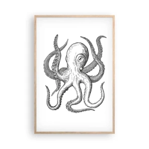 Plakat i ramme af lyst egetræ - Dans med bølger - 61x91 cm