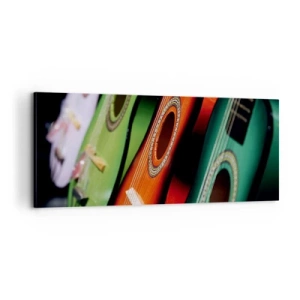 Lærredstryk - Billede på lærred - Guitaren har mange farver - 100x40 cm