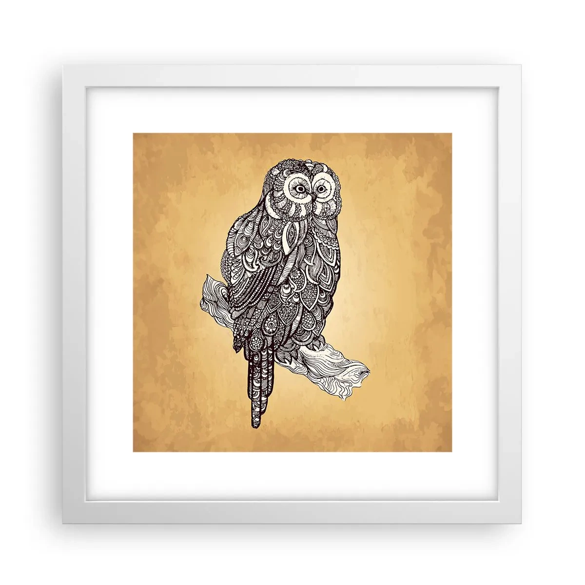 Plakat i hvid ramme - Indviklede ornamenter af visdom - 30x30 cm