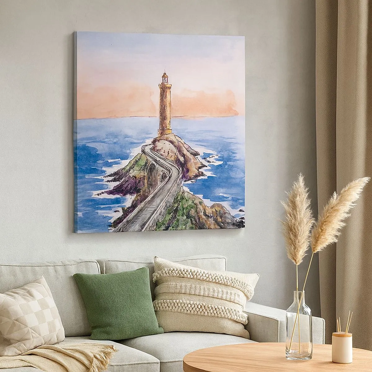 Lærredstryk - Billede på lærred - Med front mod havet - 30x30 cm