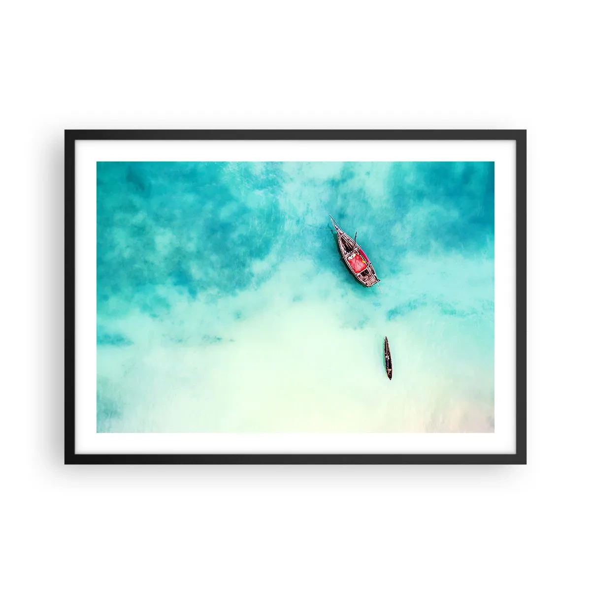 Plakat i sort ramme - For på Zanzibars strande, når det overskydende vand... - 70x50 cm