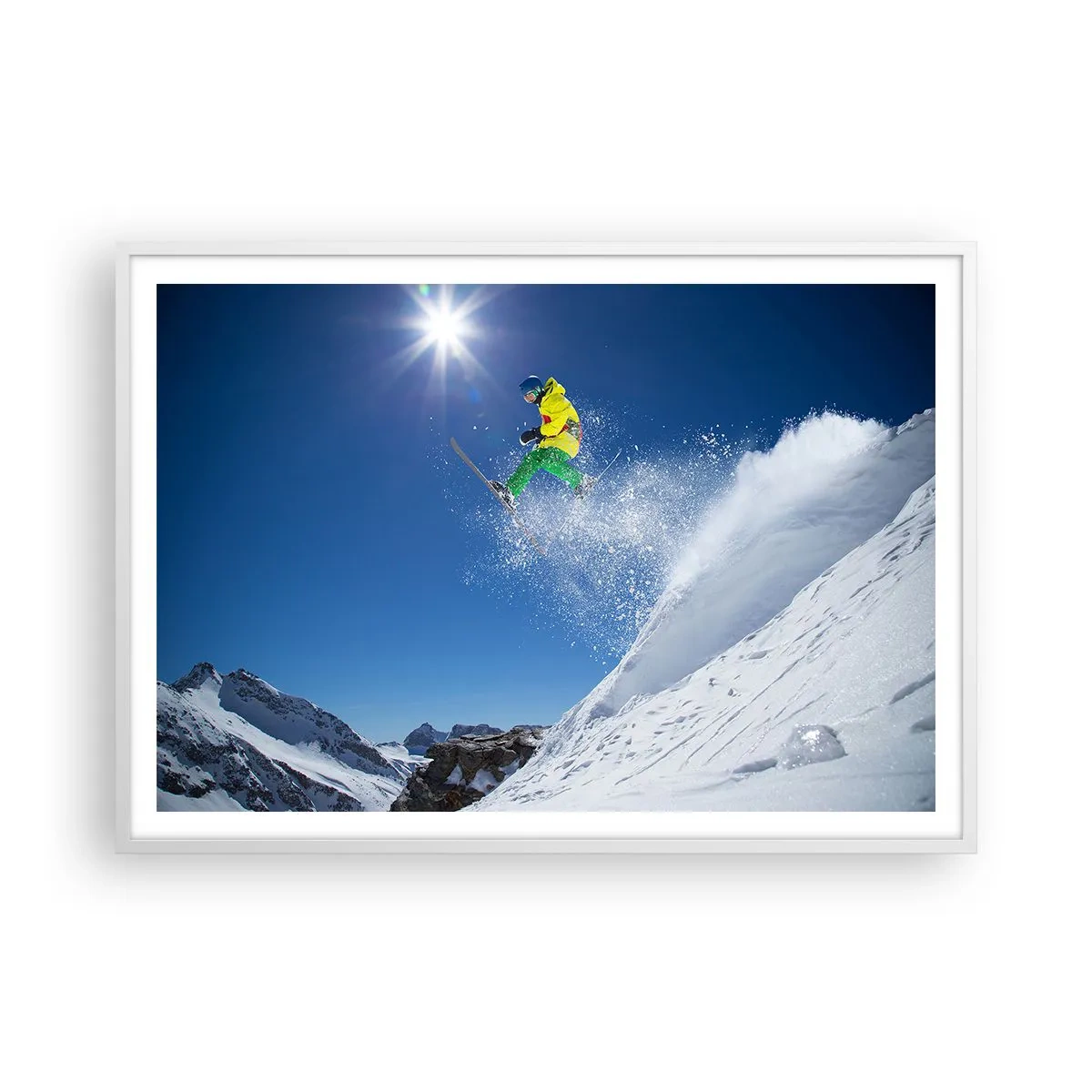 Plakat i hvid ramme - Danser med bjergene - 100x70 cm