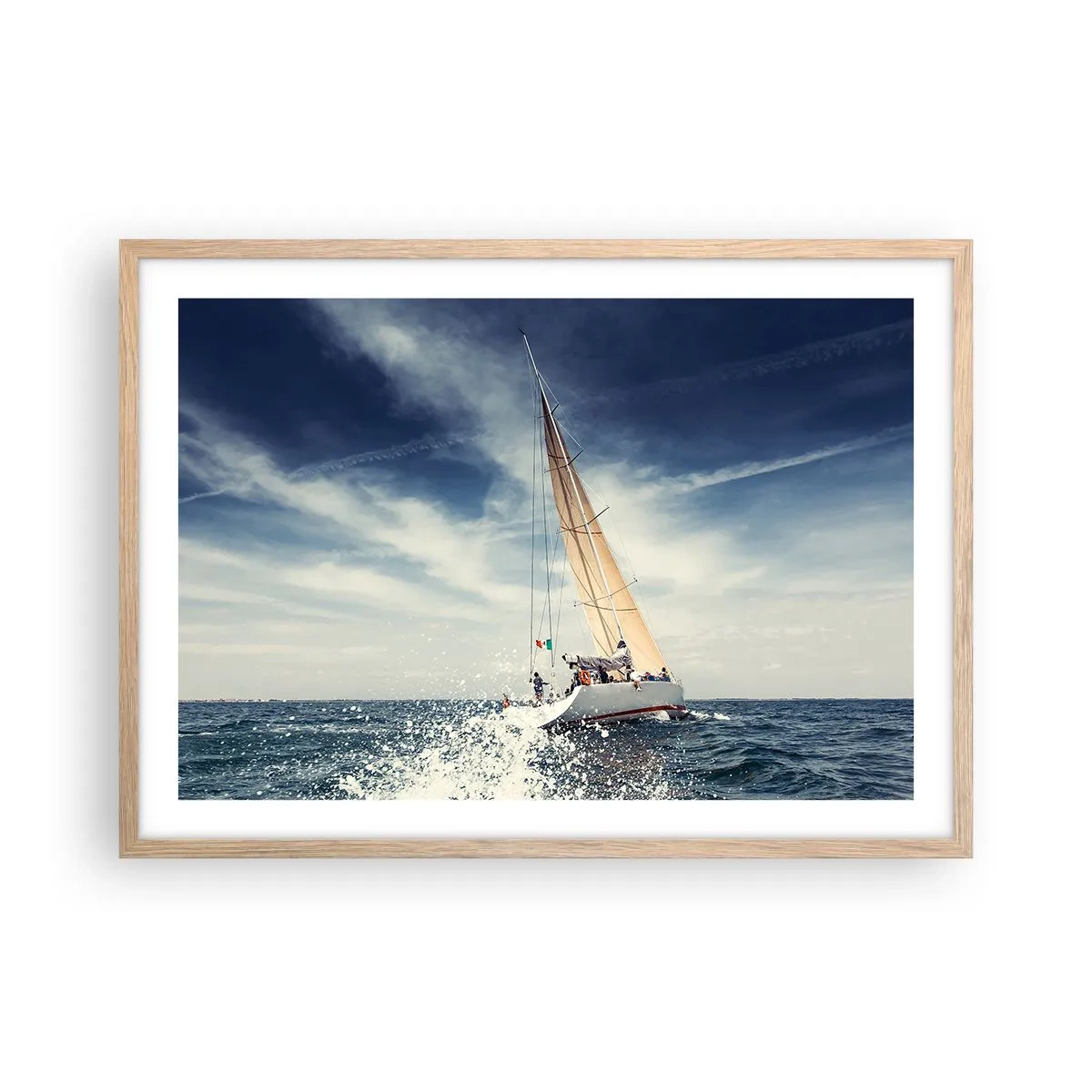 Plakat i ramme af lyst egetræ - De kan ikke indhente os! - 70x50 cm