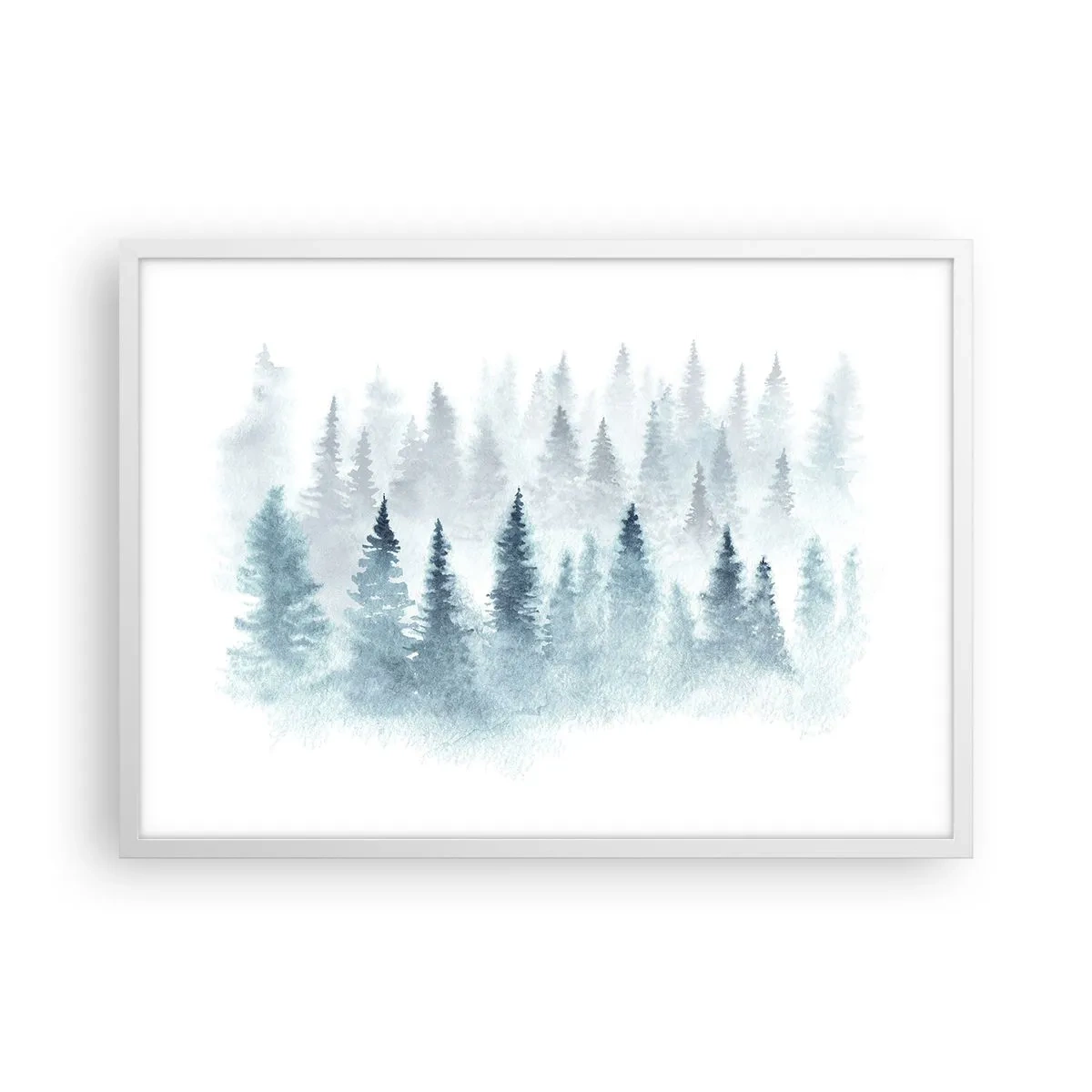 Plakat i hvid ramme - Indhyllet i tåge - 70x50 cm