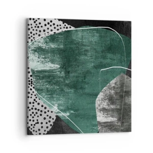 Lærredstryk - Billede på lærred - Farverig abstraktion med en guldflager - 70x70 cm