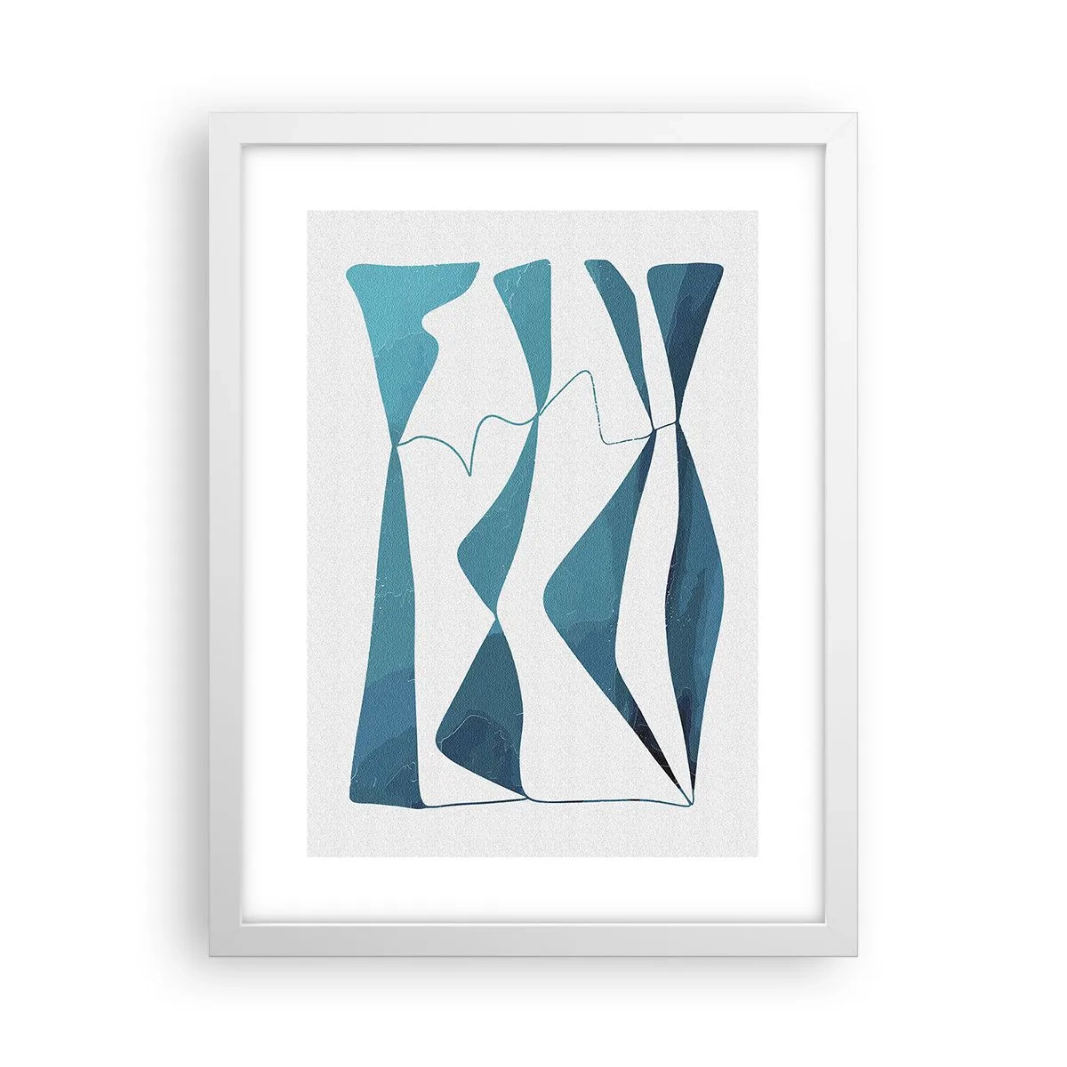 Plakat i hvid ramme - Abstraktion: en turkis sammensætning - 30x40 cm