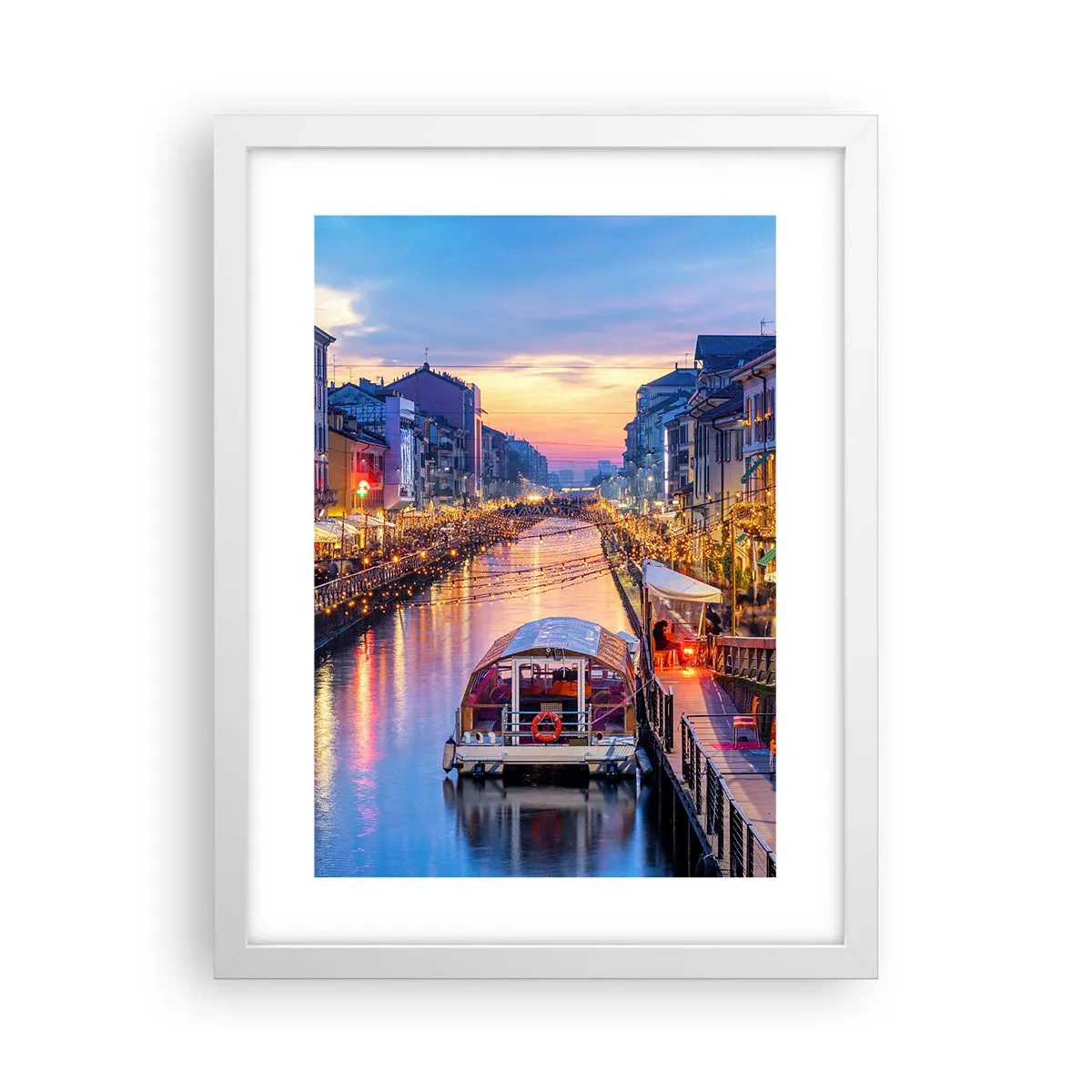 Plakat i hvid ramme - En aften med lys og sjov - 30x40 cm