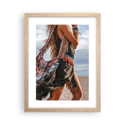 Plakat i ramme af lyst egetræ - Shamanens pige - 30x40 cm