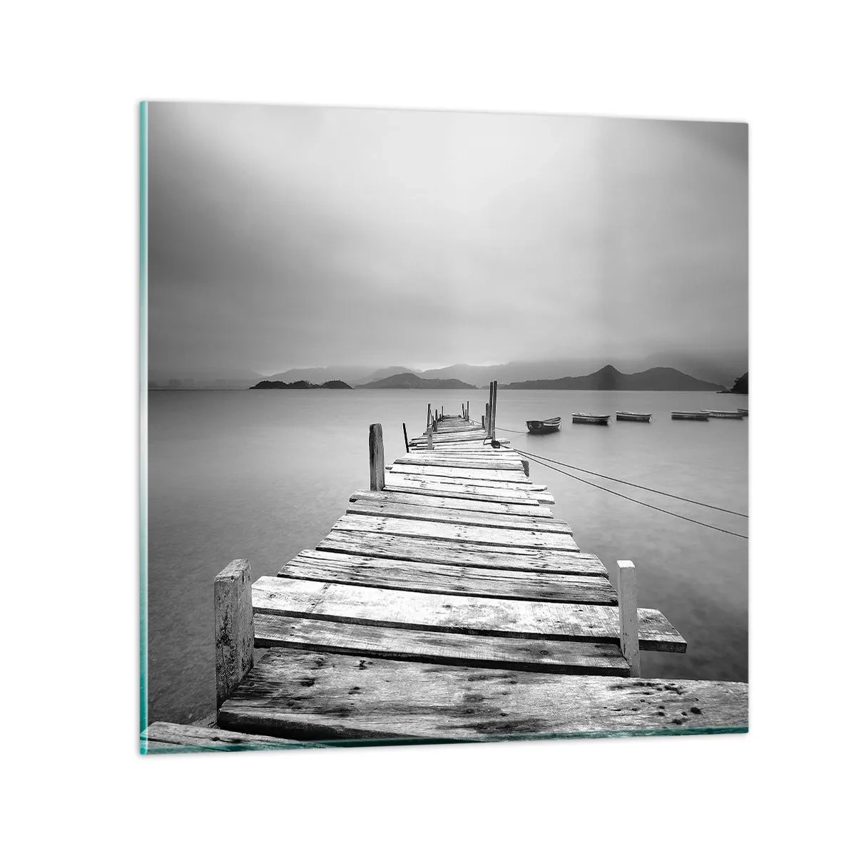 Billede på glas - Ud over bjergene, hinsides havene - 40x40 cm