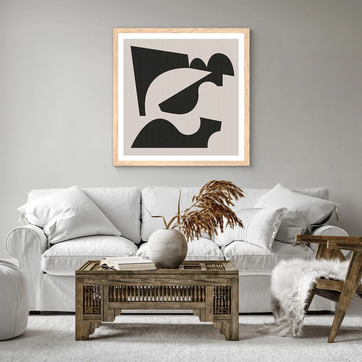 Plakat i ramme af lyst egetræ - Sammensæt din egen - 60x60 cm