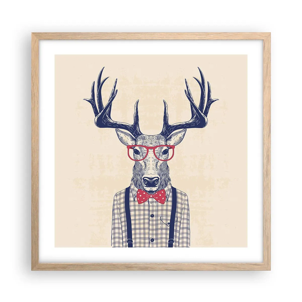 Plakat i ramme af lyst egetræ - Et underholdende ekstravaganza - 50x50 cm