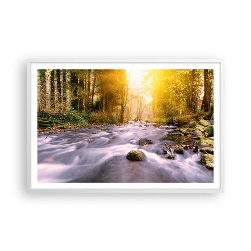 Plakat i hvid ramme - Malachit i sølv- og guldfatning - 91x61 cm