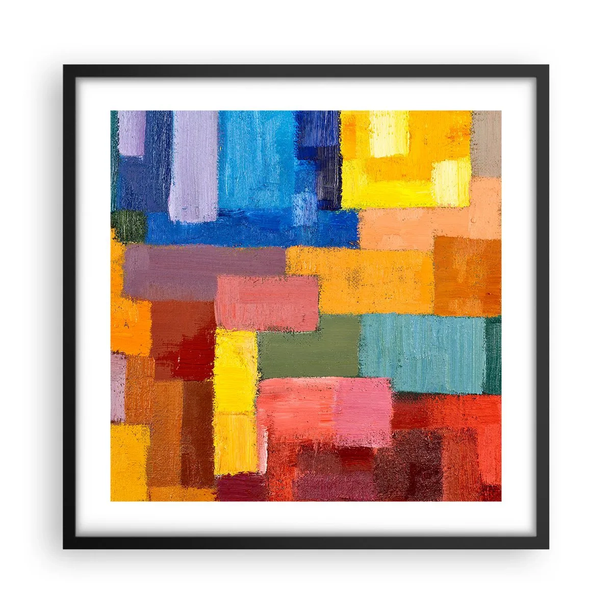 Plakat i sort ramme - Hver især forskellige, alle farverige - 50x50 cm