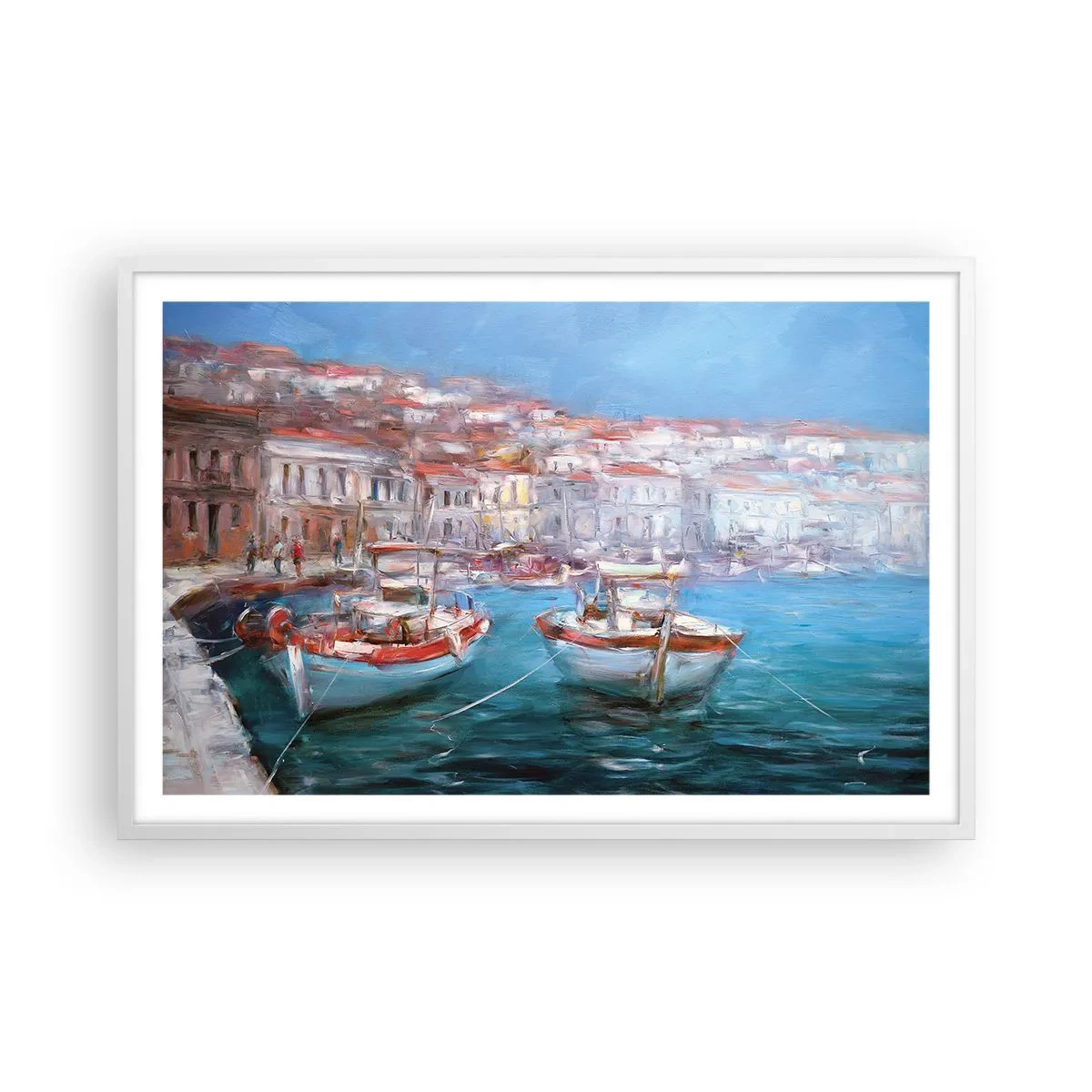 Plakat i hvid ramme - Italiensk bugt - 91x61 cm