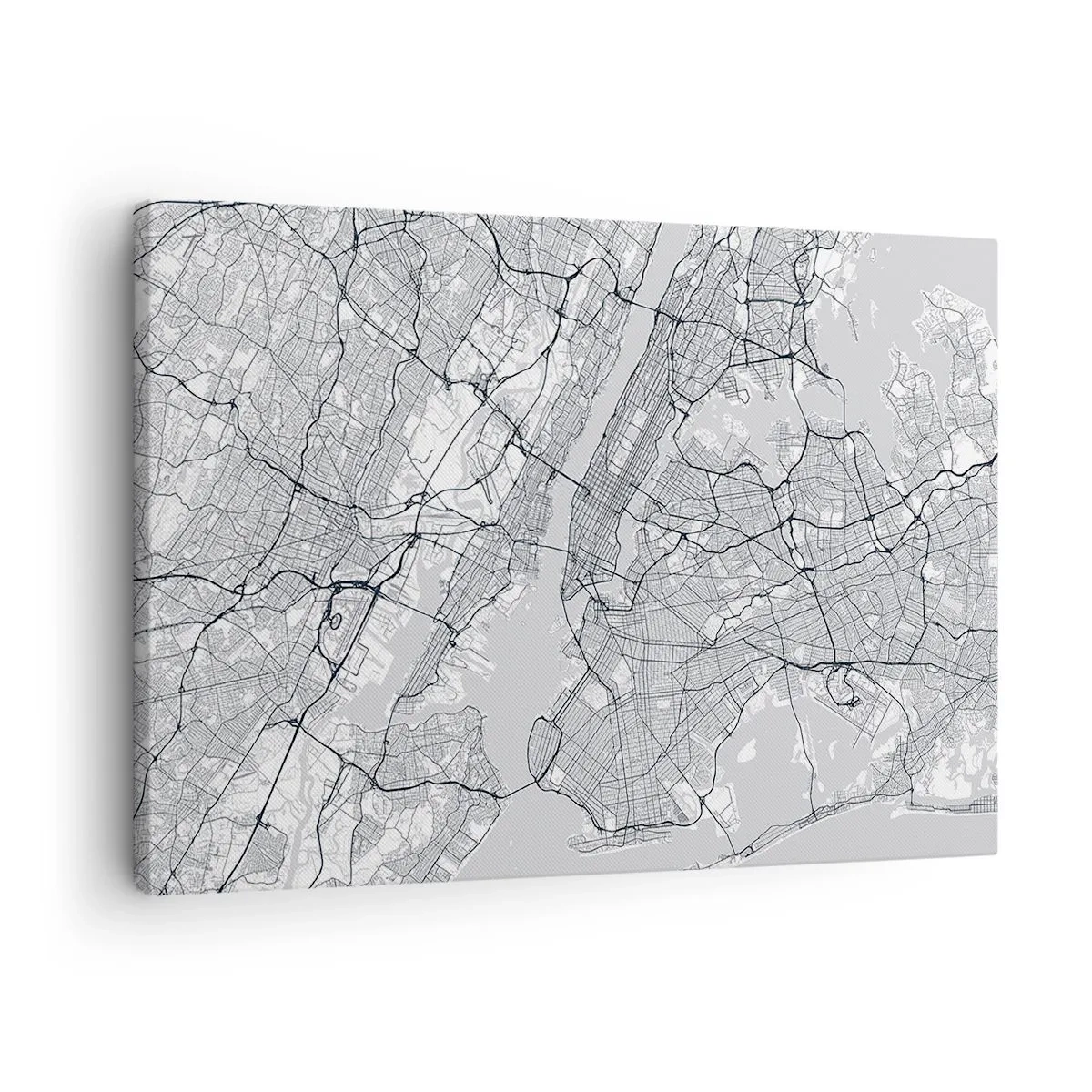 Lærredstryk - Billede på lærred - Et bykort i minimalistisk stil på en grå baggrund - 70x50cm - Anatomi af en storby - Moderne vægdekoration til stue og soveværelse ARTTOR