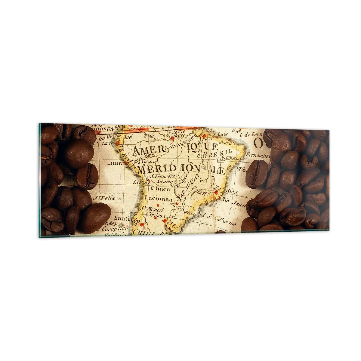 Billede på glas - Hvor kommer den bedste kaffe fra? - 90x30 cm
