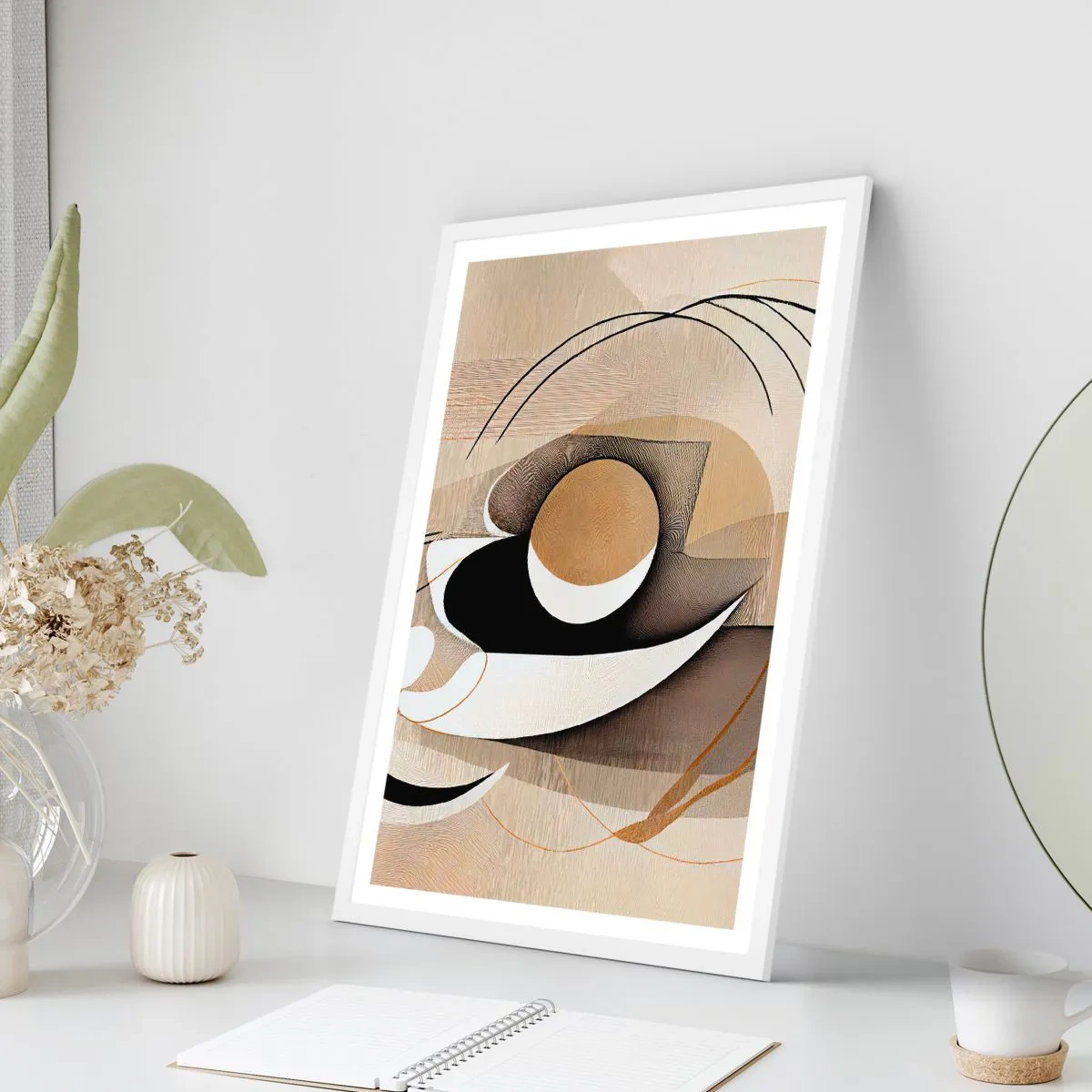 Plakat i hvid ramme - Komposition: essensen af ting - 40x50 cm