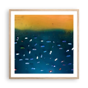 Plakat i ramme af lyst egetræ - En ferieleg - 60x60 cm