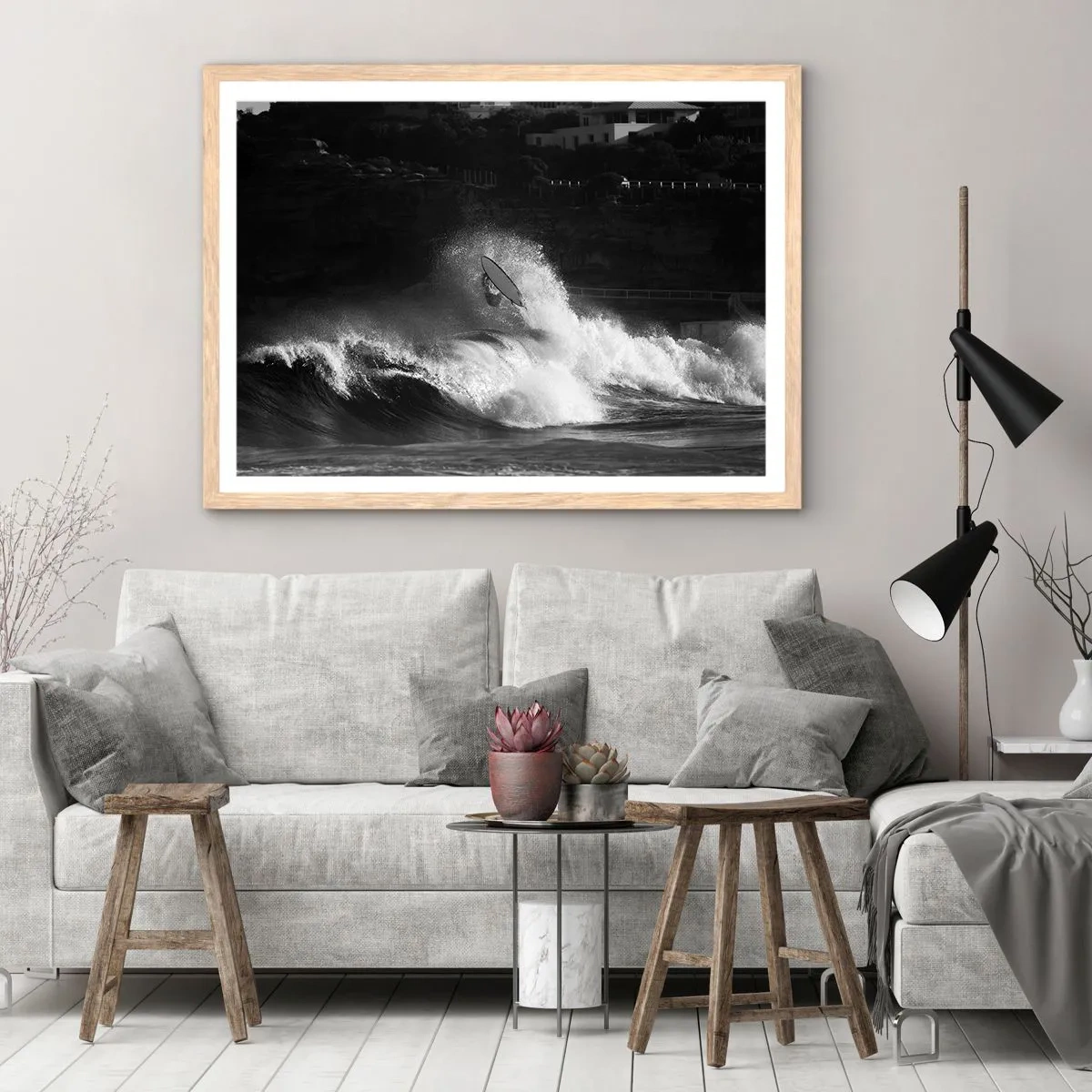 Plakat i ramme af lyst egetræ - Udfordring accepteret! - 100x70 cm