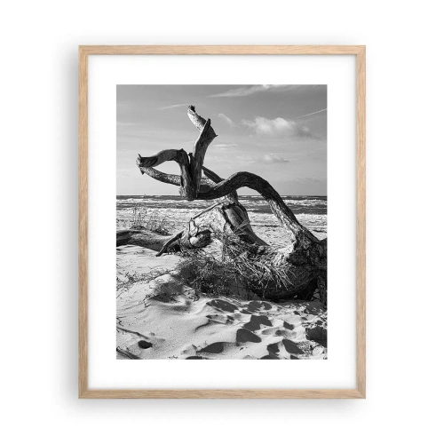 Plakat i ramme af lyst egetræ - Havets skulptur - 40x50 cm