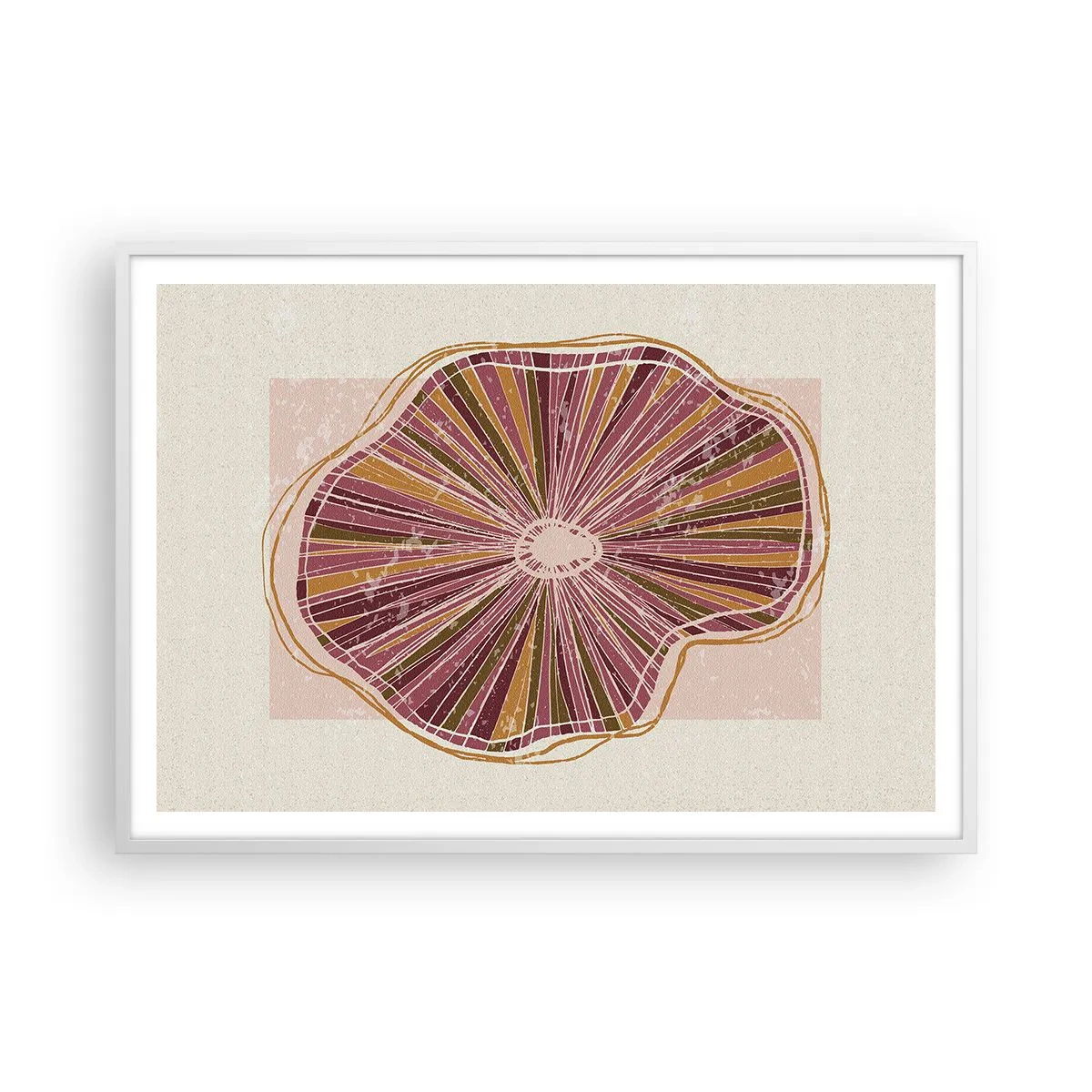 Plakat i hvid ramme - Strålende abstraktion - 100x70 cm