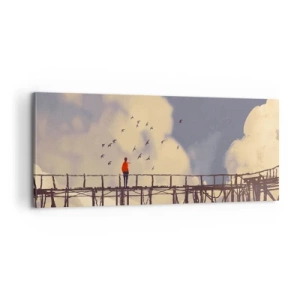 Lærredstryk - Billede på lærred - Blå længsel - 100x40 cm